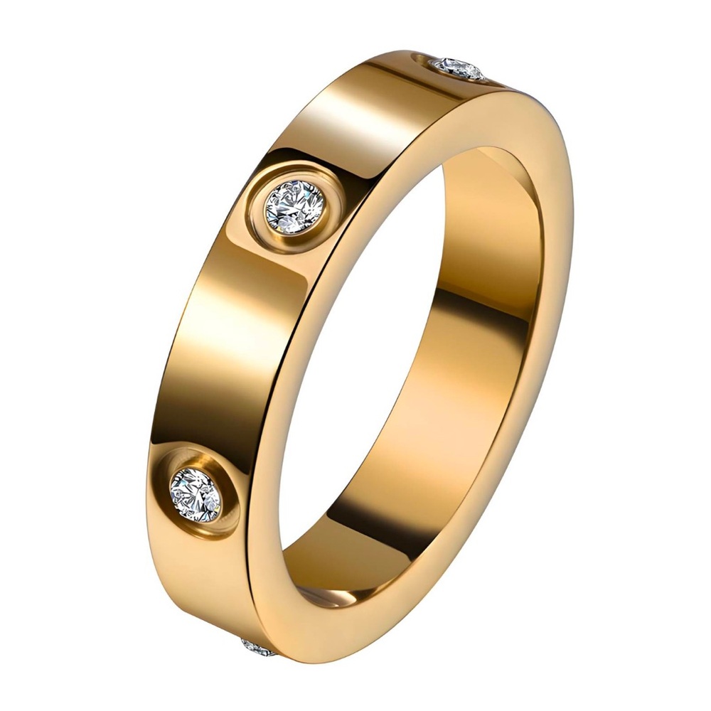 18K GOLD PLATED STAINLESS STEEL FINGER RING, INTENSITY